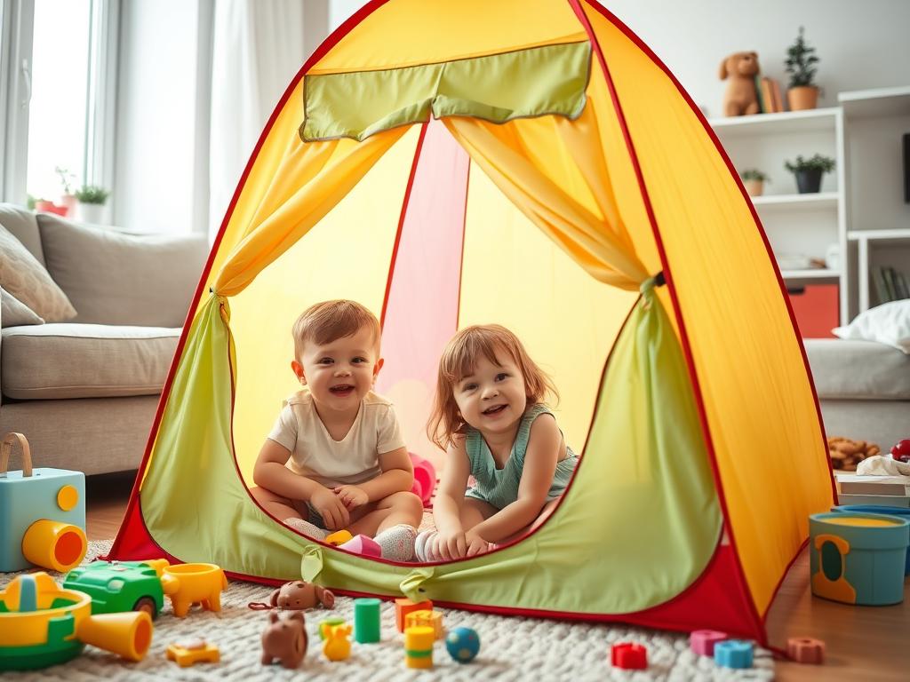 Como dobrar barraca infantil - crianças brincando em barraca colorida