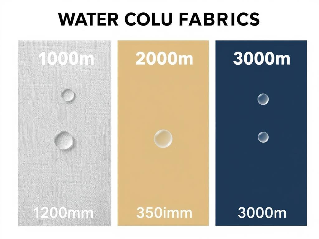 Comparação entre diferentes níveis de coluna d'água em tecidos de barracas