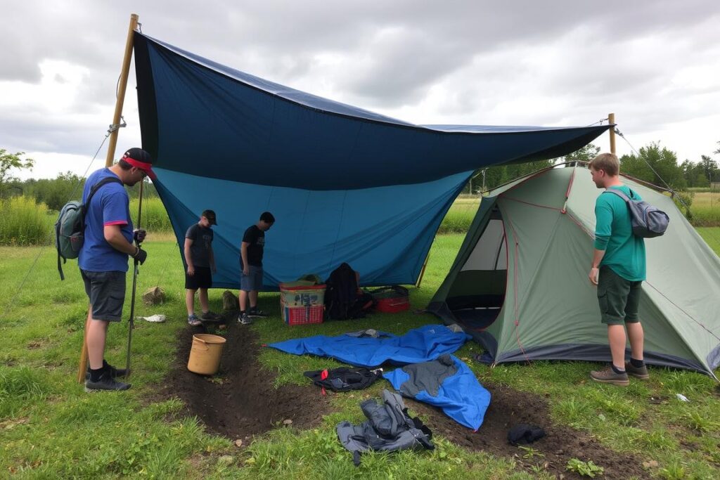 Especialidade arte de acampar - proteção contra chuva