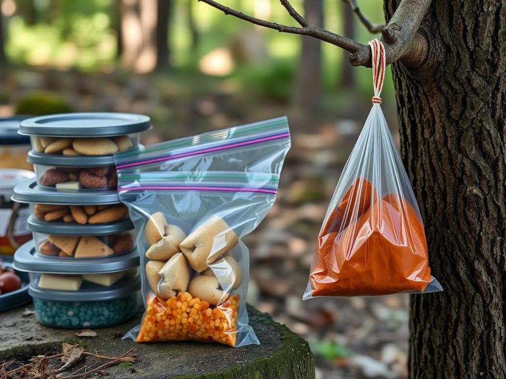 Imagem ilustrativa de armazenamento de alimentos para o que levar para um acampamento de 3 dias