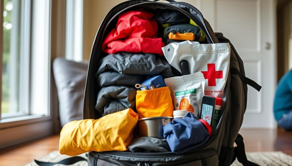 Imagem ilustrativa de mochila organizada para o que levar para um acampamento de 3 dias