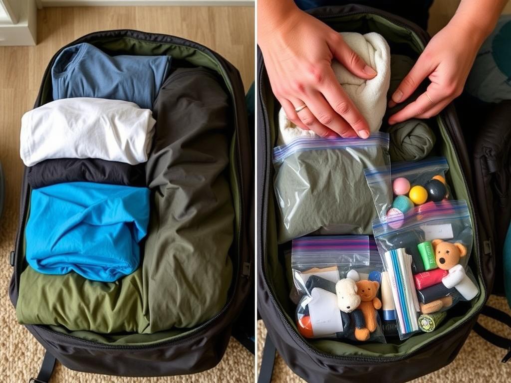 Imagem ilustrativa de organização de roupas para o que levar para um acampamento de 3 dias