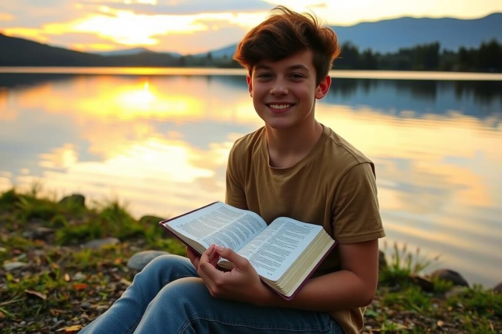 Jovem em momento de reflexão durante seu primeiro acampamento católico
