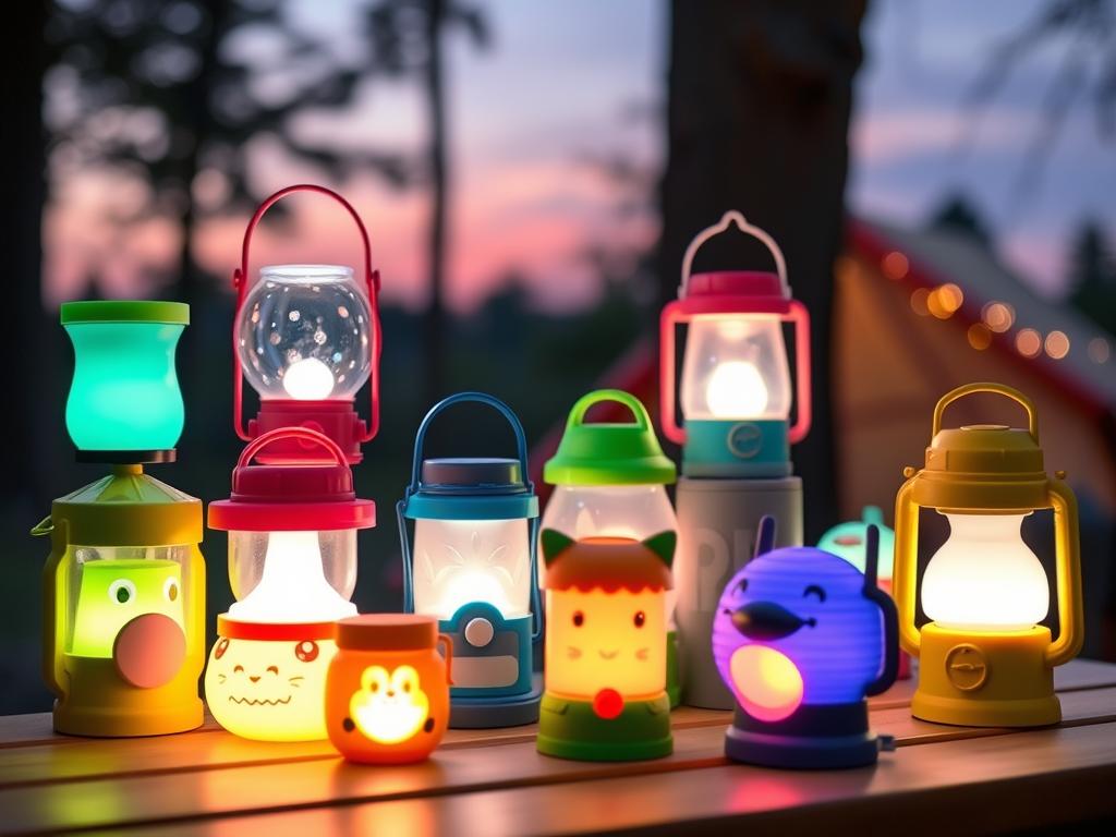 Lanternas coloridas para acampamento para crianças