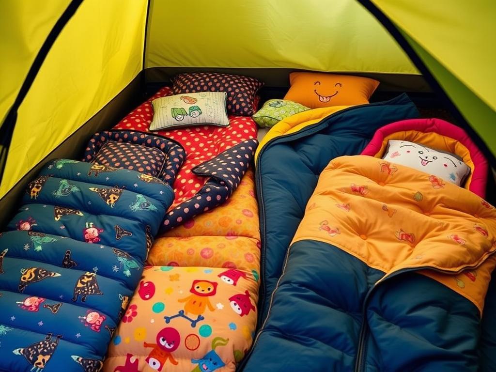 Sacos de dormir coloridos para acampamento para crianças