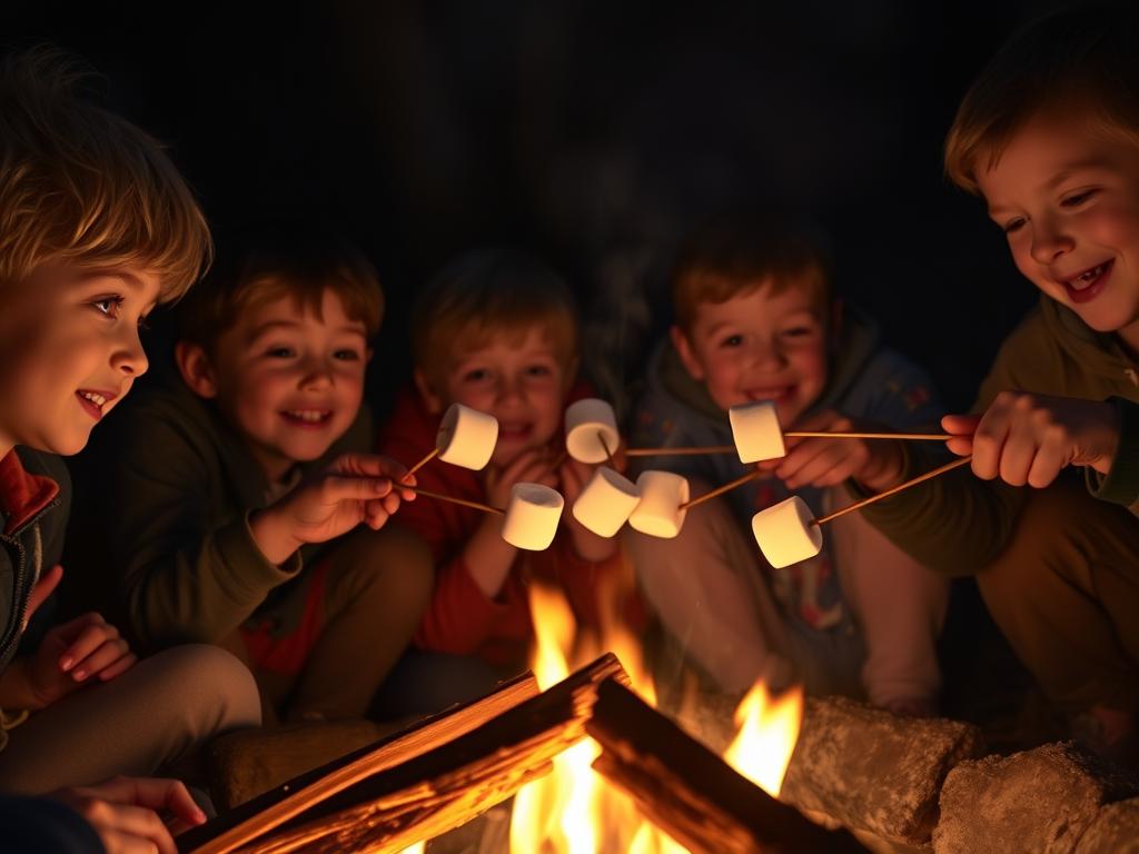 S'mores em acampamento para crianças