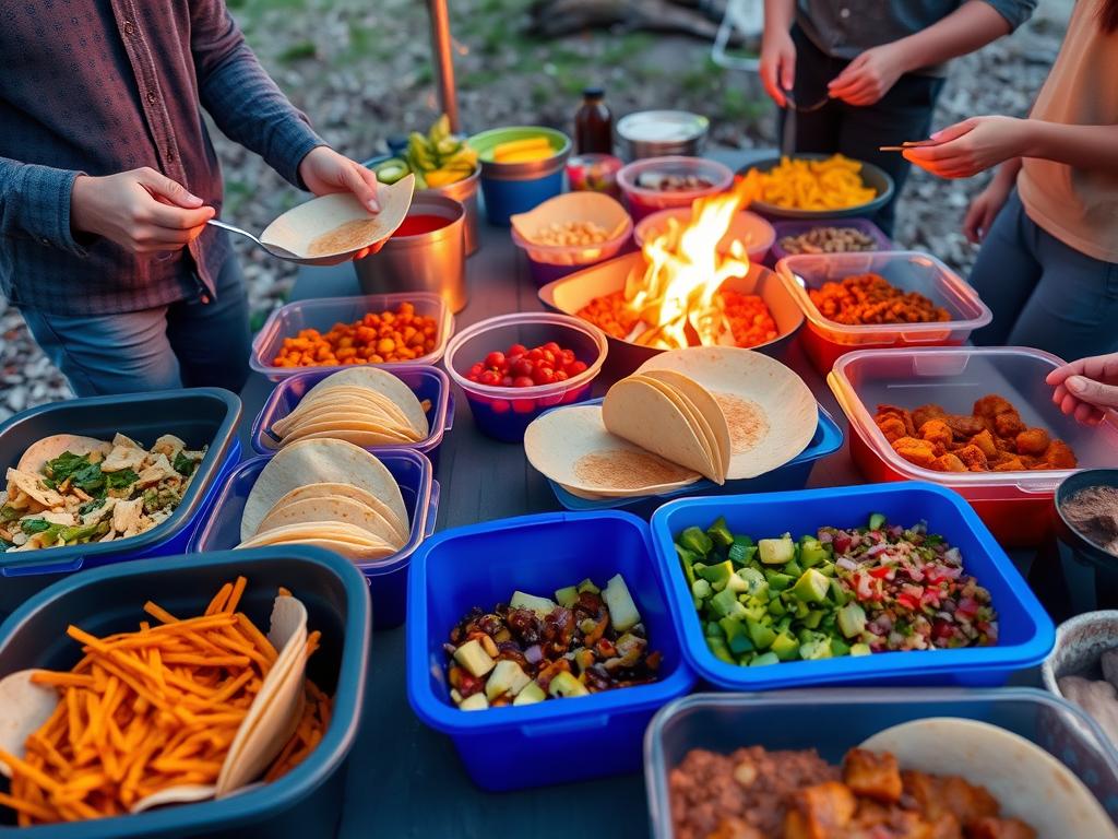 Tacos em acampamento para crianças