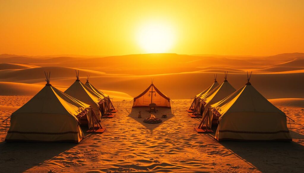 acampamento da igreja representado por tendas no deserto como referência bíblica