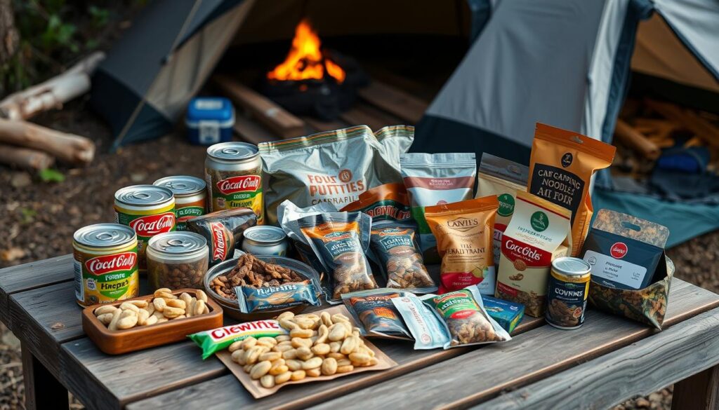 alimentos adequados para lista de itens para acampamento