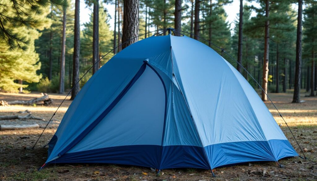 barraca montada em área de camping na lista de itens para acampamento