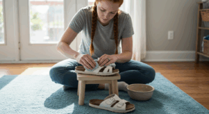 como limpar sandália branca