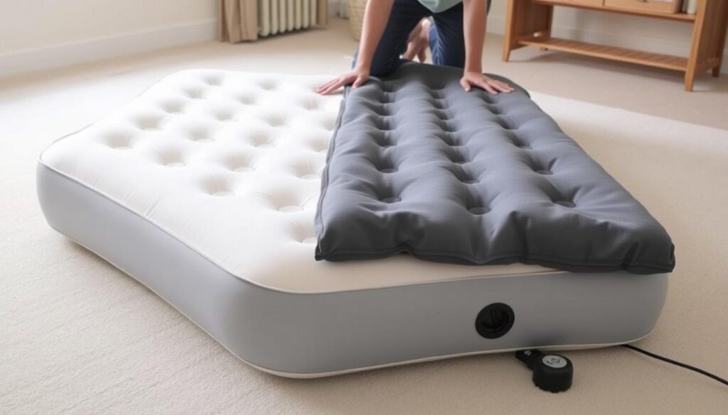 encher colchão inflável com o pé