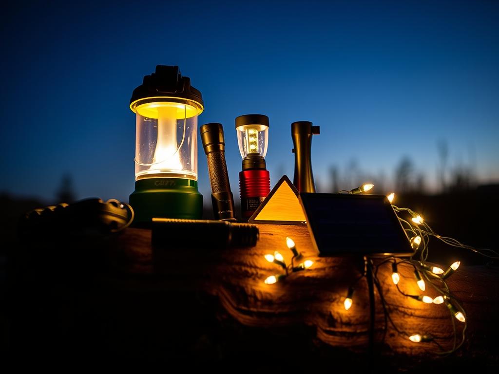 equipamentos de iluminação para lista de itens para acampamento