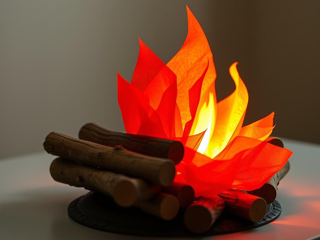 fogueira fictícia para acampamento em casa