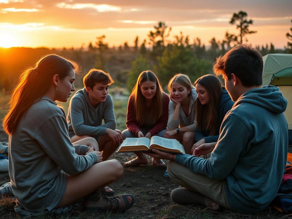 frases de acampamento católico com jovens em oração