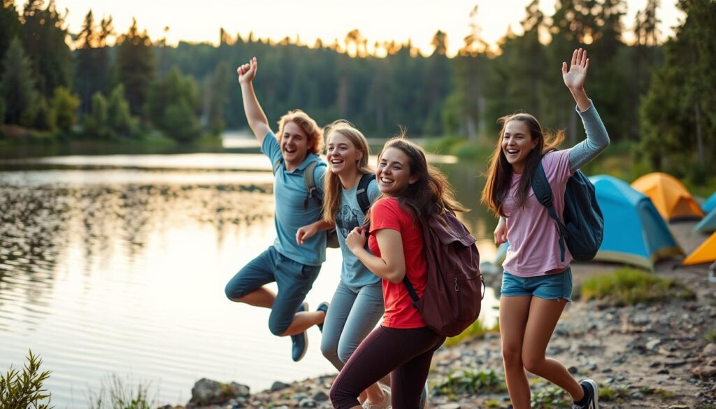 frases de acampamento para jovens em atividades aventureiras