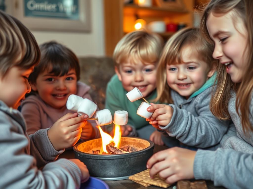 marshmallows sendo preparados em um acampamento em casa