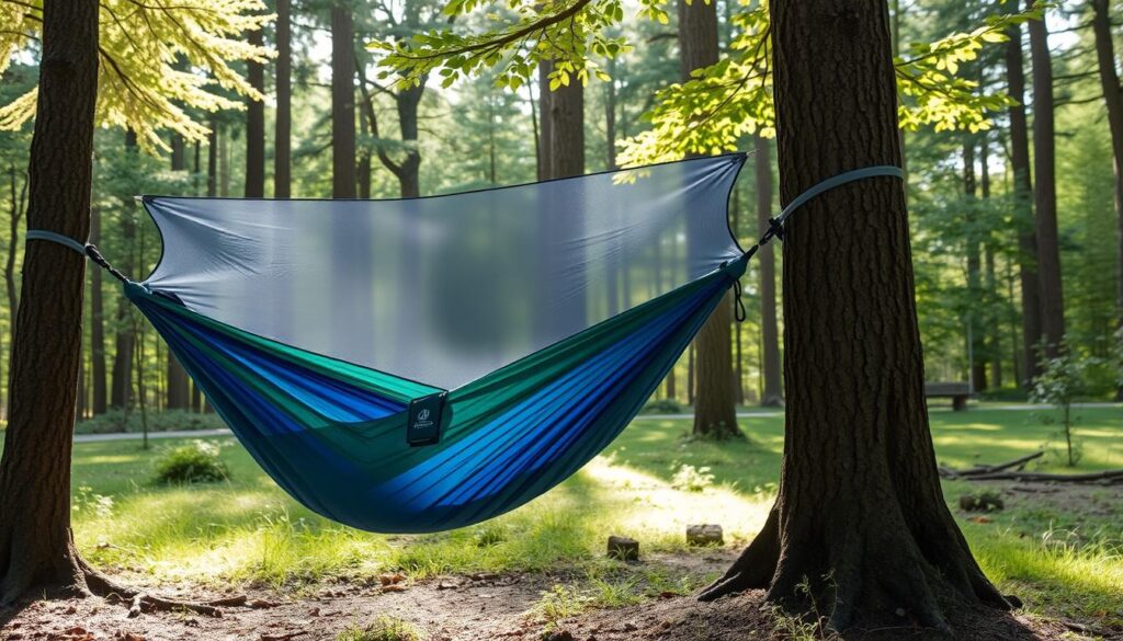 rede para descanso na lista de itens para acampamento