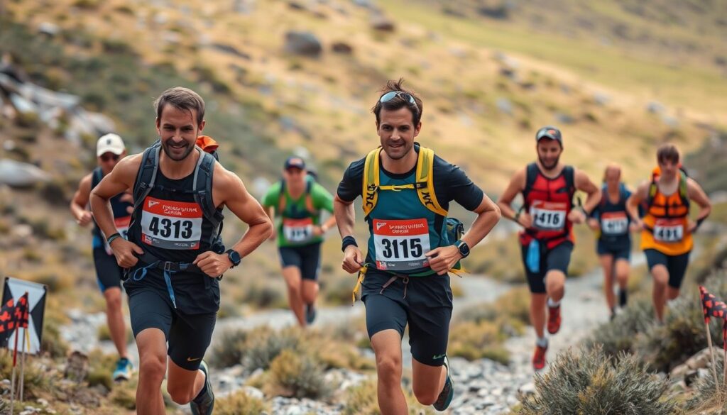 Competidores em uma prova de trekking de velocidade