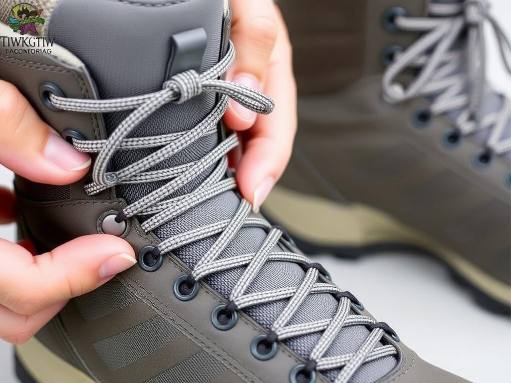 Demonstração da técnica de travamento do calcanhar (heel lock) em bota de trekking