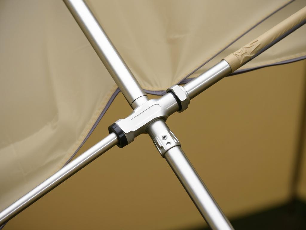 Detalhes da estrutura da barraca Naturehike Mongar 2 mostrando varetas e sistema de montagem