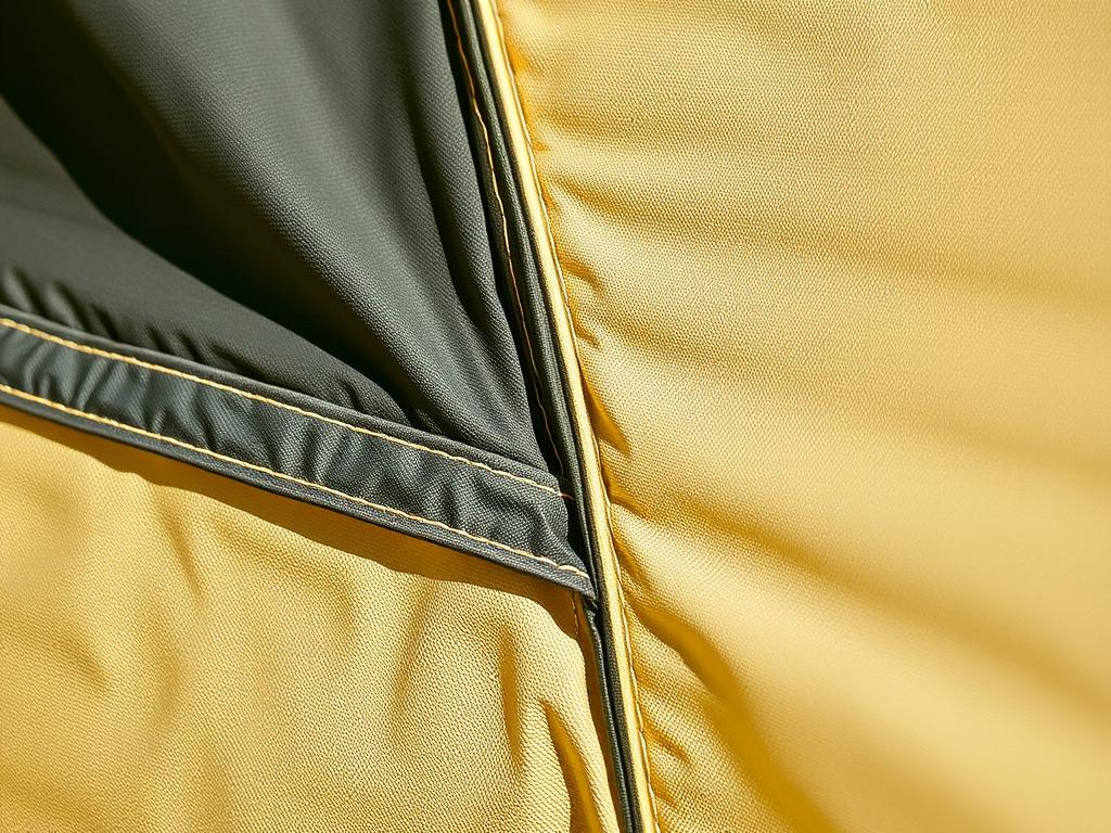 Detalhes dos materiais e costuras reforçadas de uma barraca Coleman