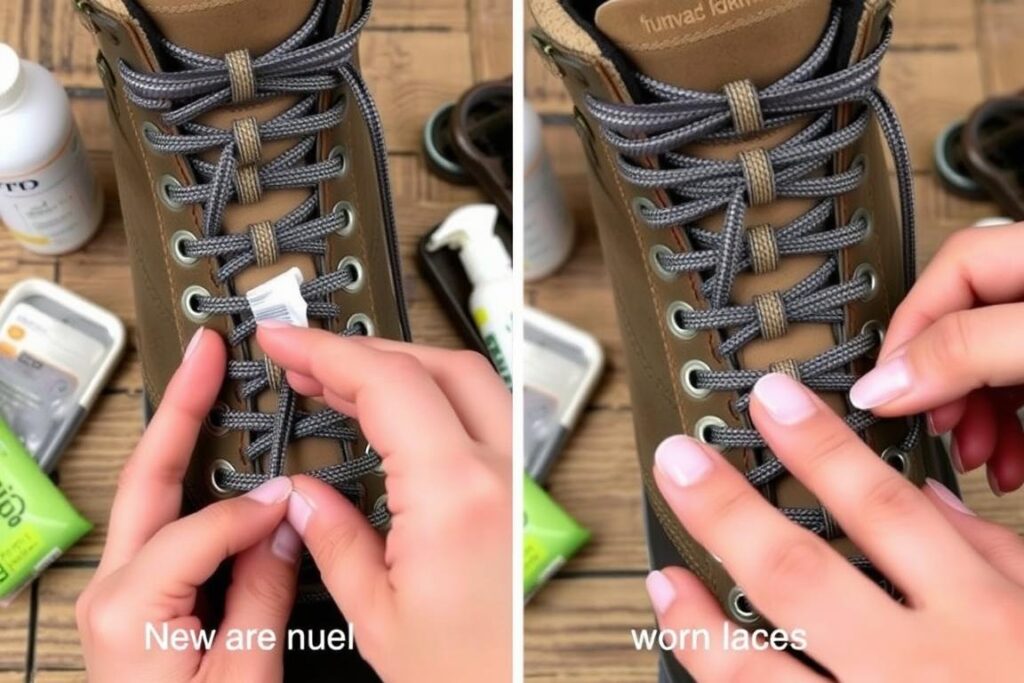 Manutenção e limpeza de cadarços de botas de trekking