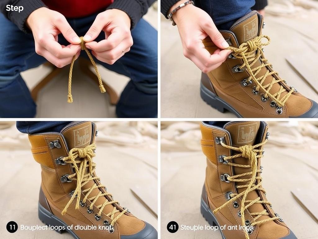 Passo a passo para fazer o nó de cirurgião em botas de trekking