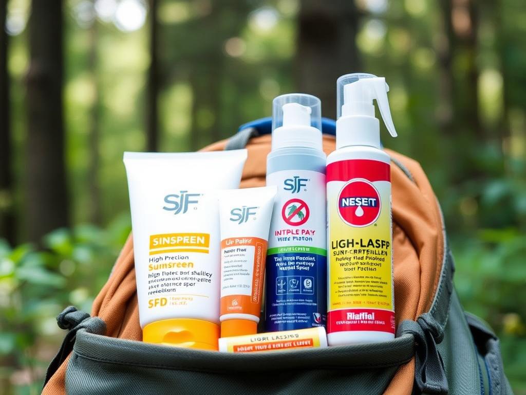 Protetor solar e repelente de insetos para trilhas