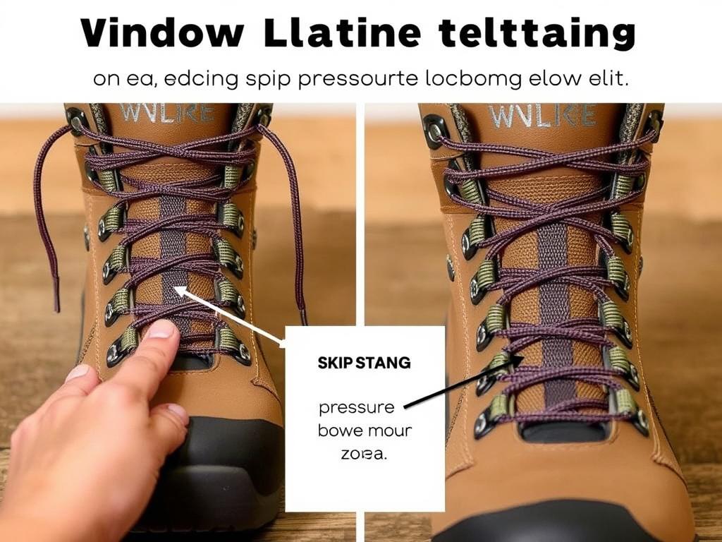 Técnica de amarração em janela para alívio de pressão em botas de trekking