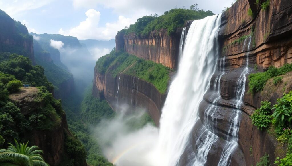 Vista panorâmica da maior cachoeira do mundo, o Salto Angel na Venezuela