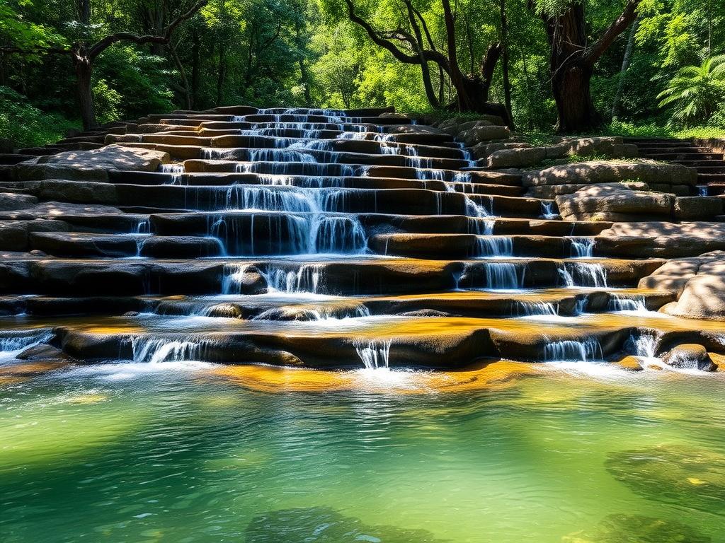 cascata com quedas em degraus naturais