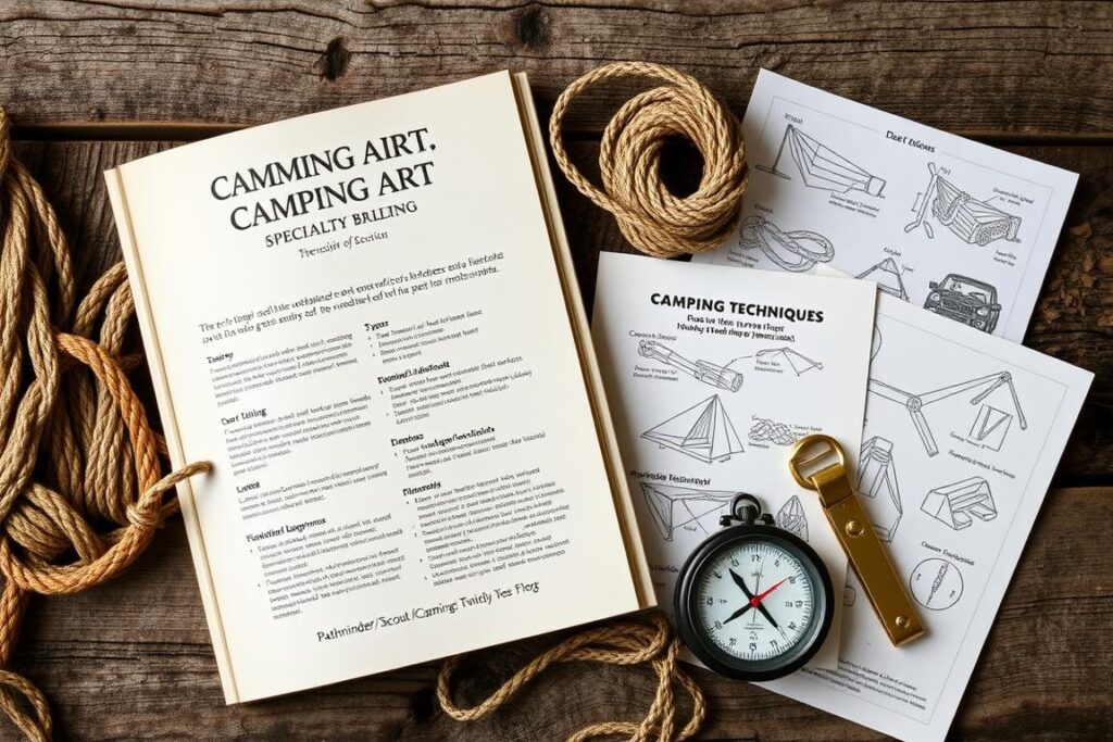 materiais para especialidade arte de acampar