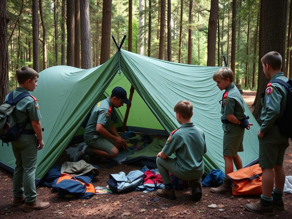 nomes de acampamentos desbravadores com jovens uniformizados em atividade ao ar livre
