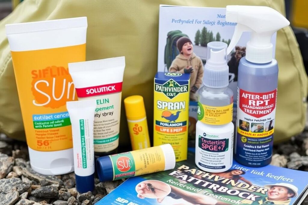 proteção solar e repelente para acampamento de desbravadores