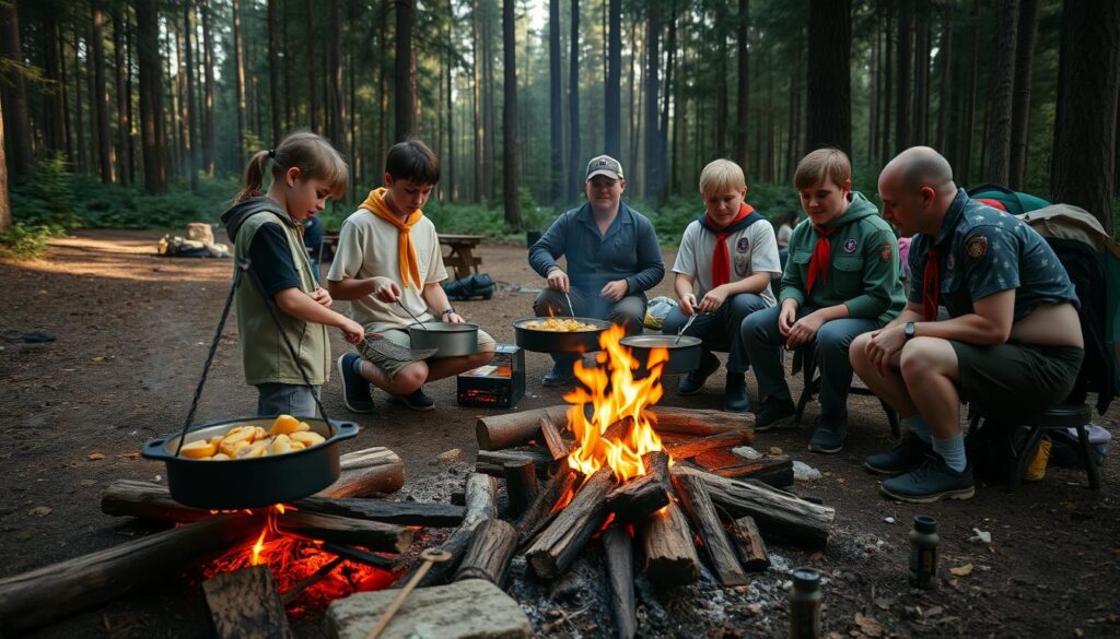 tipos de fogueiras desbravadores cozinhando