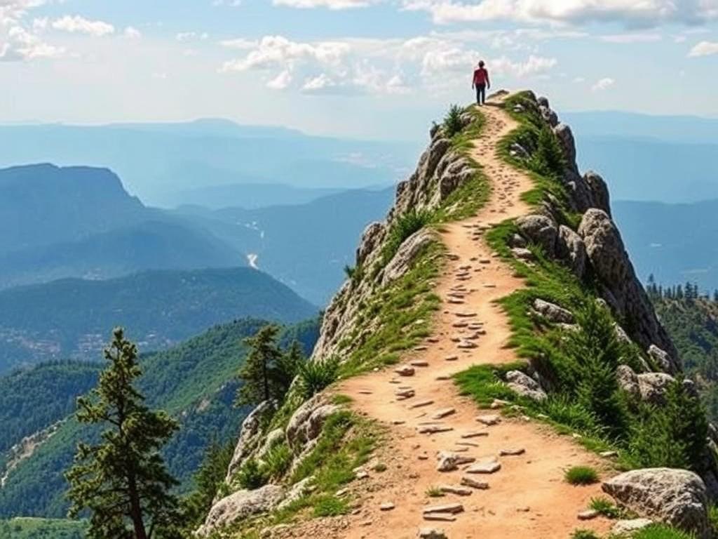 Caminho sinuoso em montanha simbolizando a jornada da vida