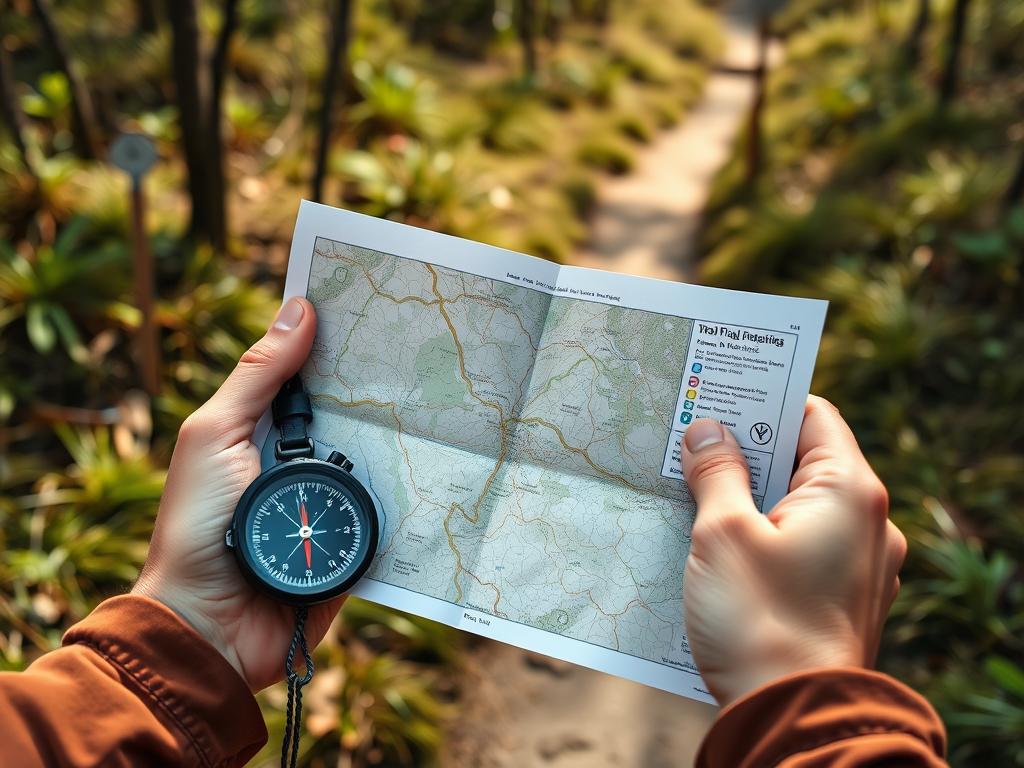 Mapa de trilha para caminhada na natureza