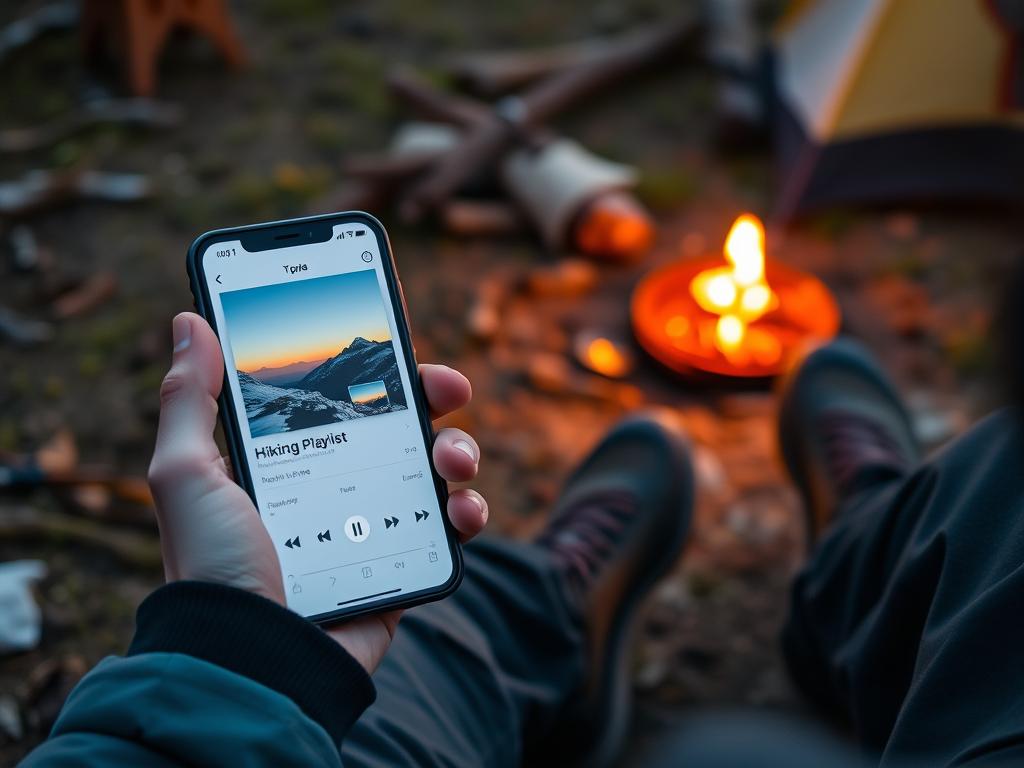 Pessoa criando playlist personalizada para trilha em aplicativo de música