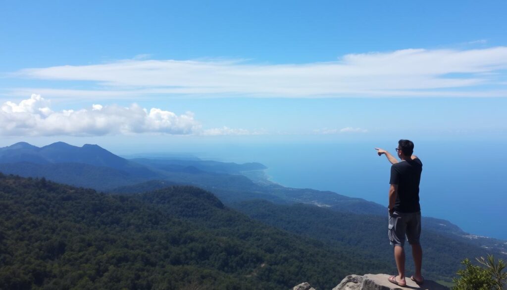 Vista do mirante em Paranapiacaba com vista para o mar