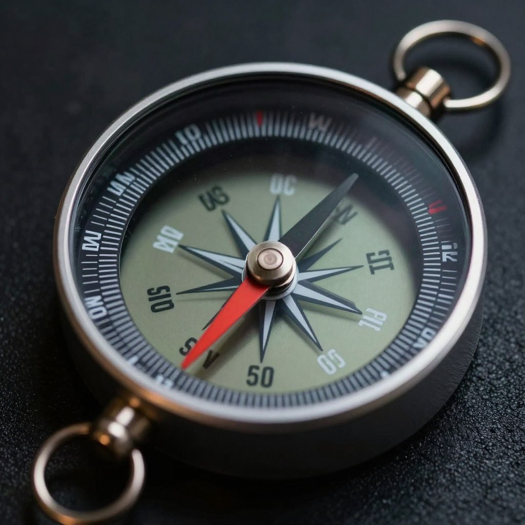 Bússola digital multifuncional com display mostrando direção e altitude