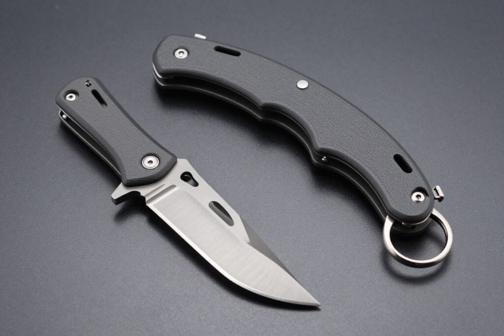 Canivete karambit com lâmina curva e anel para dedo