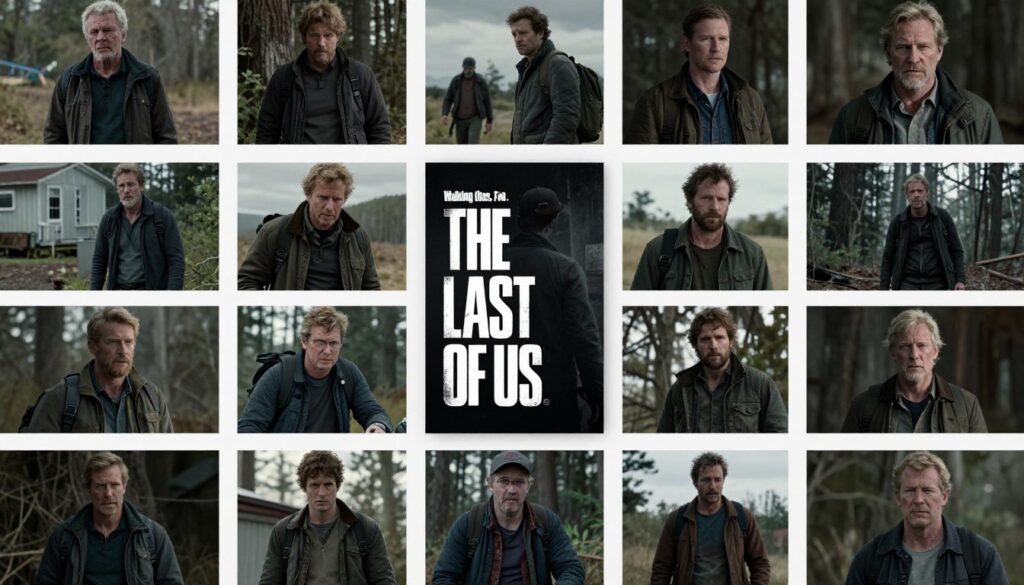 Colagem das melhores sĂ©ries de sobrevivĂȘncia mostrando cenas de The Walking Dead, The Last of Us e outras produçÔes populares