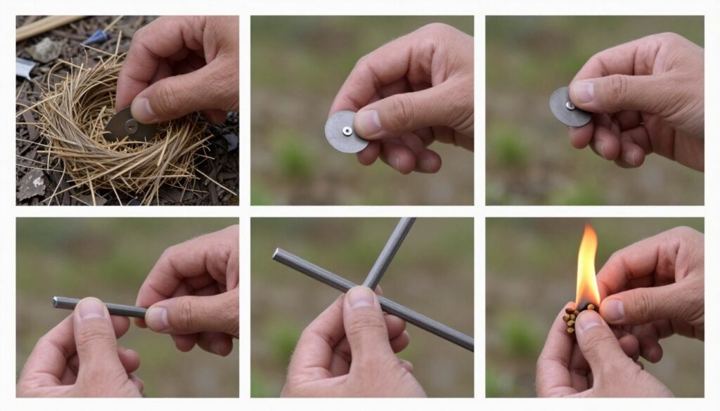 Demonstração passo a passo do uso correto da pederneira