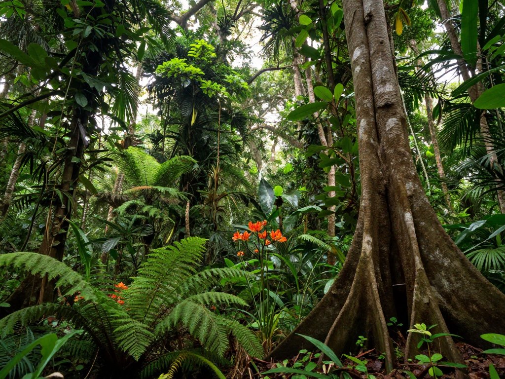 Densa vegetação da Floresta do Congo mostrando sua rica biodiversidade