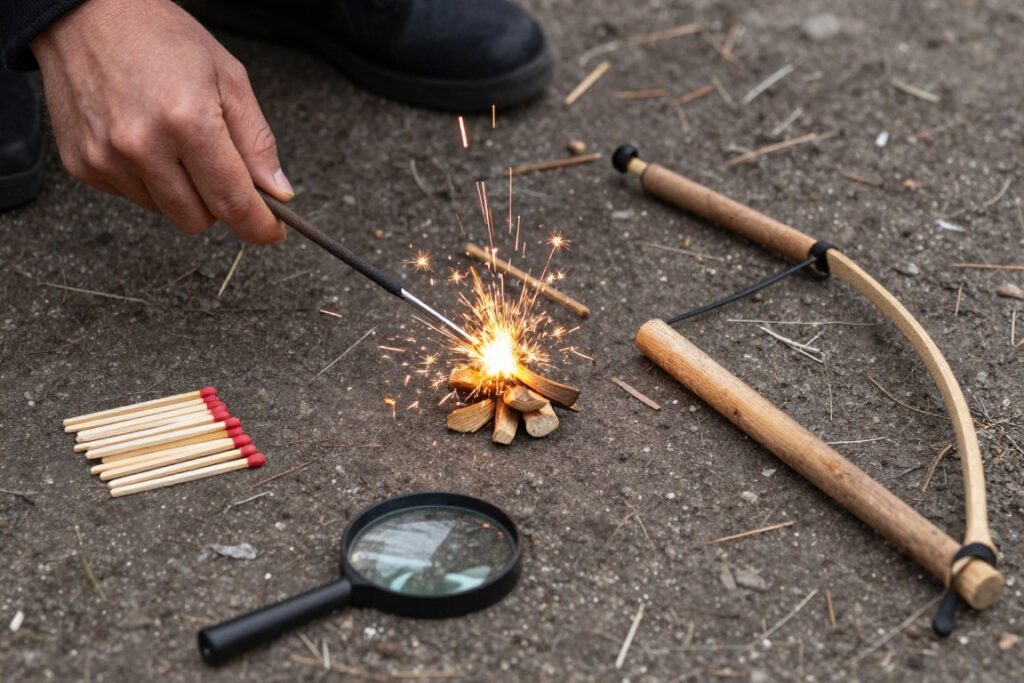 Diferentes métodos de fazer fogo em situações de sobrevivência