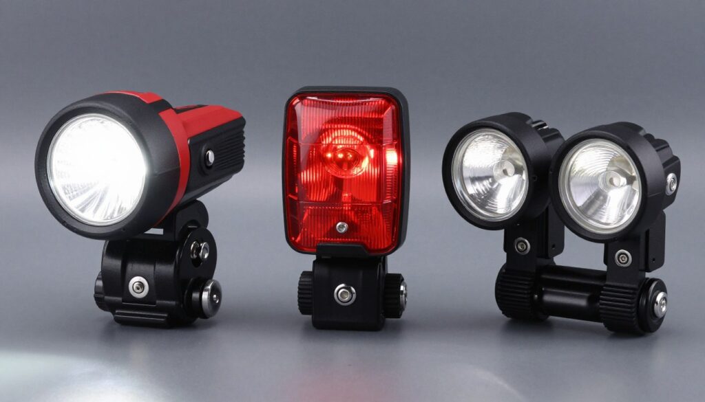 Diferentes tipos de lanternas para bicicleta: farol dianteiro, lanterna traseira e kit completo