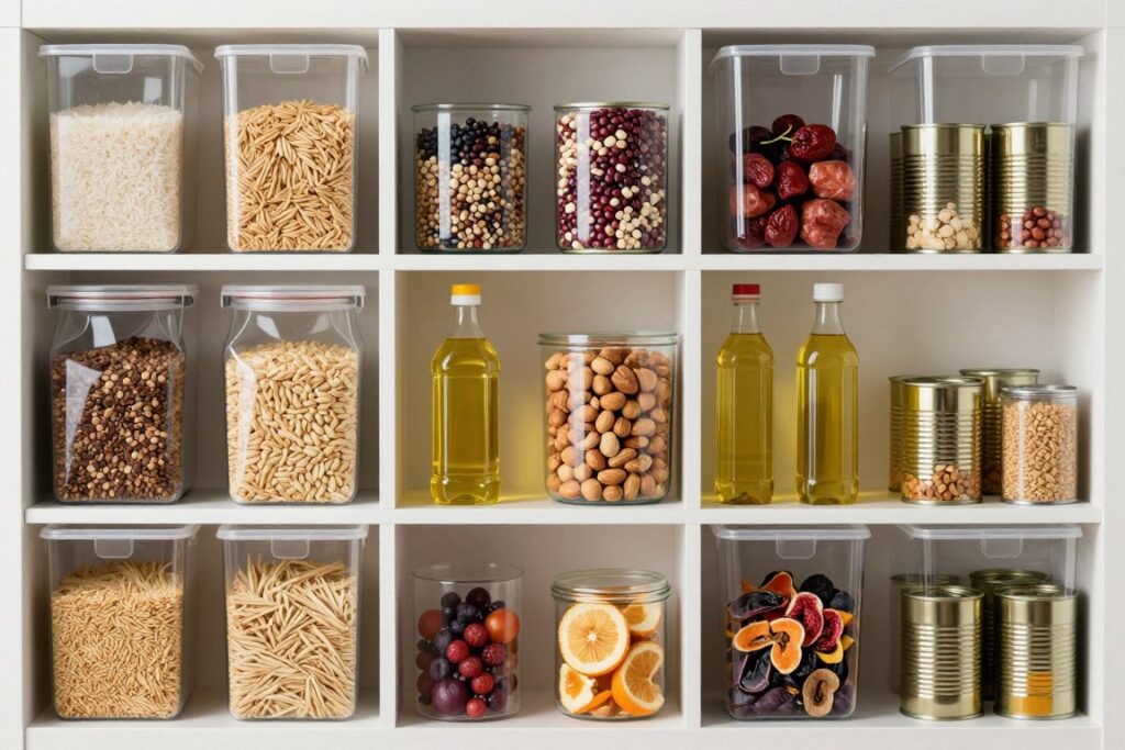 Estoque diversificado para crises prolongadas com alimentos de diferentes categorias nutricionais
