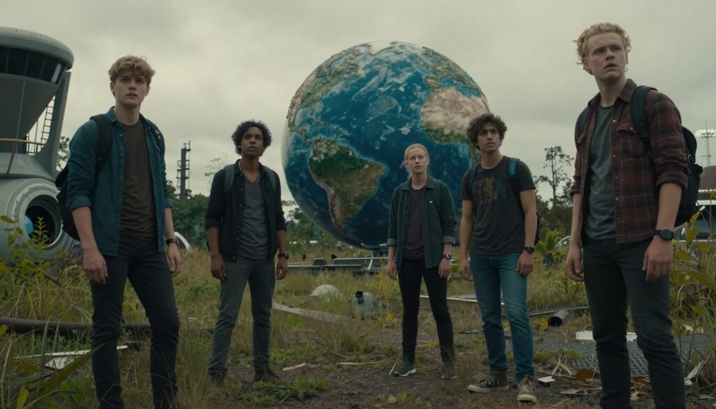 Grupo de jovens de The 100 explorando a Terra após geraçÔes vivendo no espaço