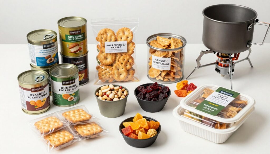 Kit de emergência para interrupções de energia com alimentos que não precisam de refrigeração